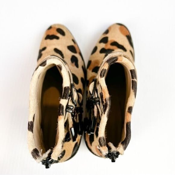 LOEFFLER RANDALL booties womens size 7 Ponyhair Animal Print Lace-Up Ankle - Picture 10 of 15